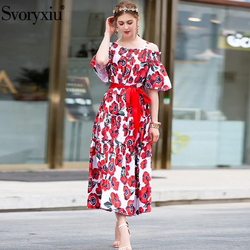 Spalla Pista Donne Sexy Mare Estate Abiti Svoryxiu Delle Vacanza Maxi Multi Vestito Off Dalla Di Floreale Elegante Spaghetti Al Stampa Cinghia Lunghi qUn5qaxt