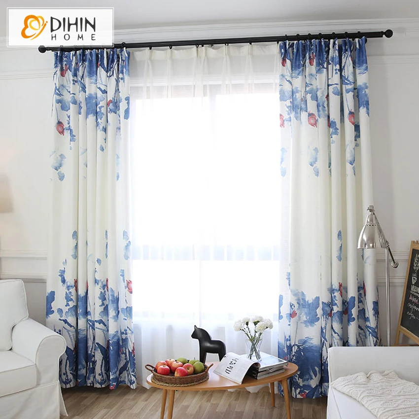 Dihin Home Printing Blackout Curtains Linen Cotton Curtains For