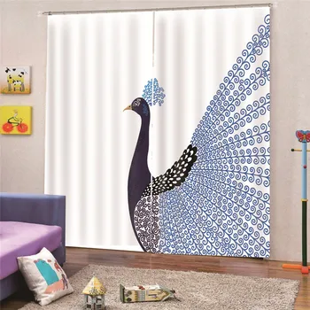 

3D Digital Print Peacock Blackout Window Curtains For Kids Bedroom Living room Office Wall Home Decorative Drape Tapestry M26