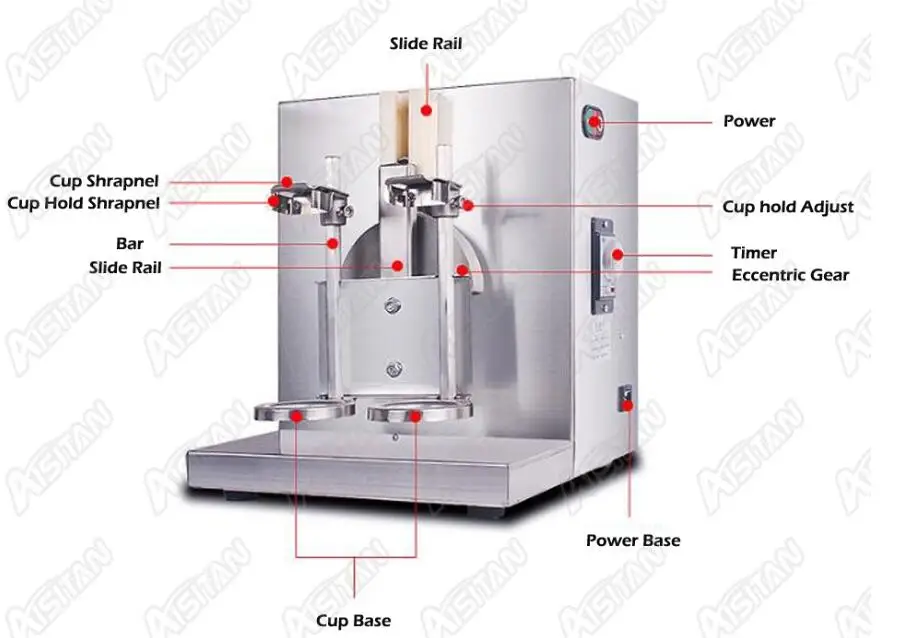YY120-2 Double Frame Bubble Tea Shaking Machine Stainless Steel Auto Milk Tea Shaker Machine Bubble Tea Shaker