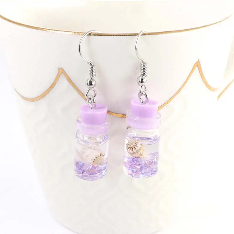 Personality Resin Milk Tea Drink Earring Girls Gifts Colors Candy Color Creative Unique Bubble Tea 45 Colors Drop Earrings 1Pair - Окраска металла: 31