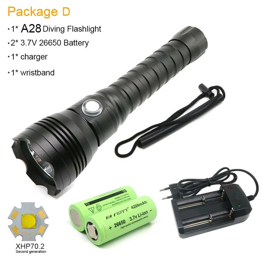 Светодиодный фонарик для дайвинга CREE XHP70 светодиодный фонарь 4000 люмен светодиодный фонарь для подводной съемки 100 м водонепроницаемый тактический фонарь с 18650