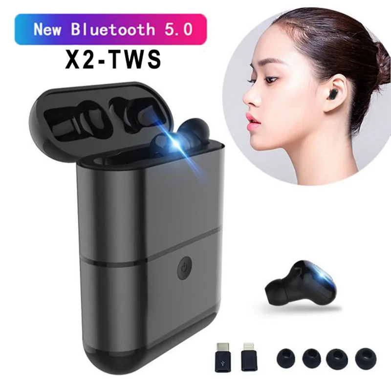

Hot X2 TWS Wireless Bluetooth 5.0 Earphones Cordless Handsfree Earbuds Audifono Bluetooth Earphone Headset