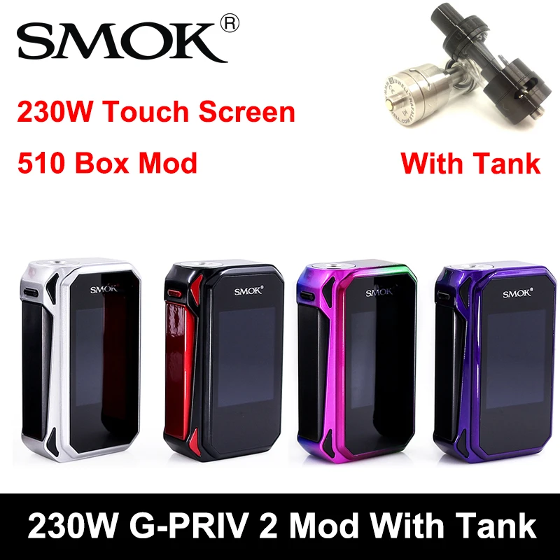 Оригинальный SMOK G Priv 2 мод 230 Вт PRIV TC коробка сенсорный экран с батареей 510 бак