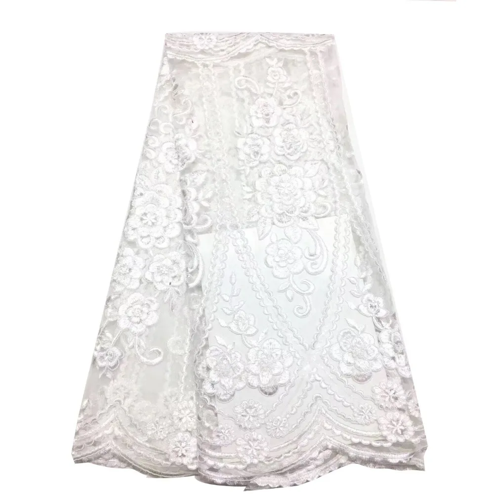 

2018 French Lace Fabric White Wedding Dress 3D Flower Lady Skirt High Quality