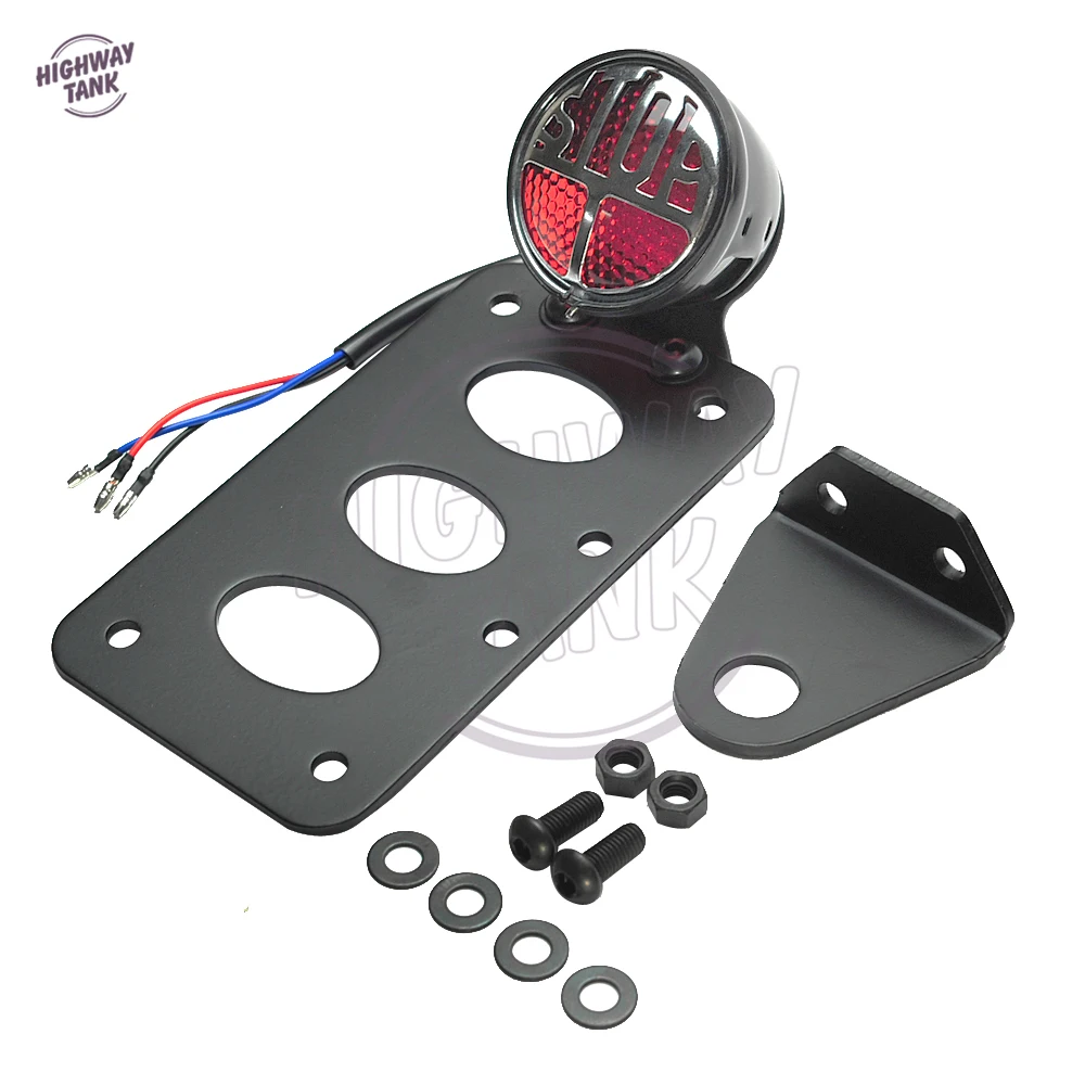 

7" x 4" Motorcycle Side Mount License Plate Taillight Bracket Moto Tail Light case for Harley Sportster Softail Dyna Touring