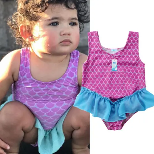 Sweet Cute Girls Kids One Piece Purple Cartoon Swimwear Bikini Tankini Swimsuit Swimming Costume