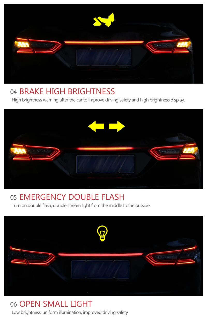 Для XV70 автомобильный поворотный сигнальный светильник багажника, автомобильная лампа для багажника, красный задний поток, светодиодный светильник с полосками, тормозные лампы