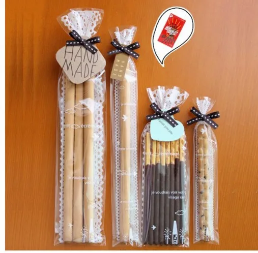 

120 Clear Lace Finger Cookie Bag / Christmas Bakery Gift Cellophane Bags GB-045