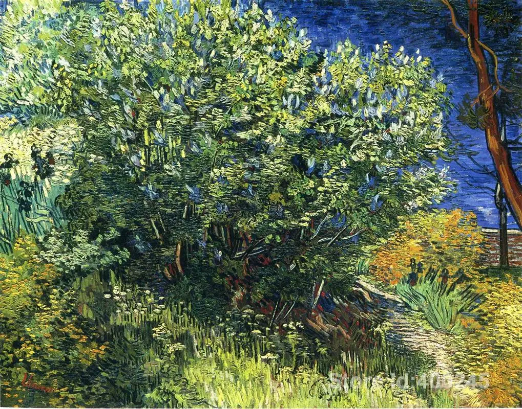 

Oil Reproduction Art By Vincent Van Gogh Paintings Lilac Bush Hand Painted Modern Trees Canvas Artwork High Quality Home Decor