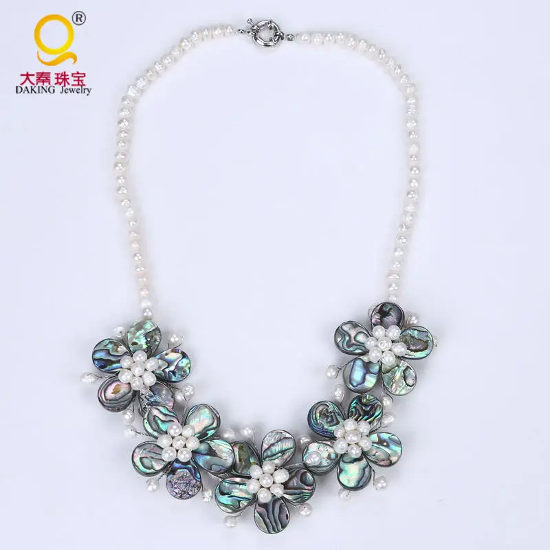 

New fashion flower with shell beach necklace potato shape pearl hawaiian necklaces jewelry lover's gift