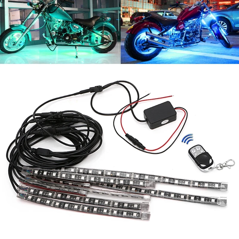 

8 Pcs 5050 SMD Strip Flexible RGB Flashing Light Decorative Lamp LED Remote Control Motorcycle