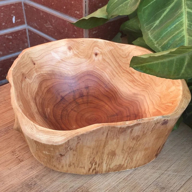 LUDA Household Fruit Bowl Wooden Candy Dish Fruit Plate Wood Carving Root Plate Wood 20-24 Cm fruit plate wooden tableware