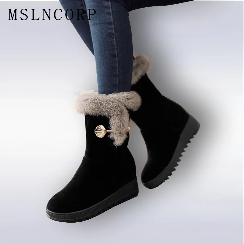 

Plus Size 34-42 Height Increasing Women Snow Boots Platform Woman Creepers Slip On Ankle Boots Fashion Casual Winter warm Shoes