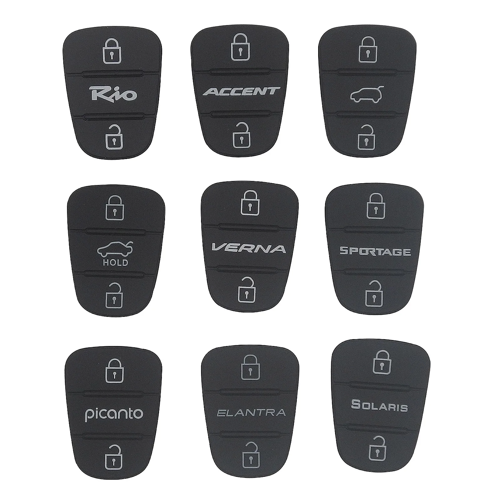 

jingyuqin New Rubber Button Pad Cover For Hyundai Accent Verna Elantra Solaris l30 IX35 For Kia Rio Sportage Picanto K2 K5