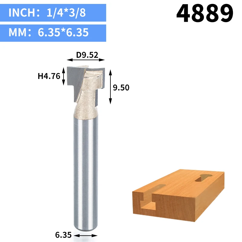 HUHAO 1 шт. 1/" 1/4" хвостовик Т-образный слот долбежные фрезы для дерева Карбид фрезы инструменты le travail du bois долото фрезы - Длина режущей кромки: 4889