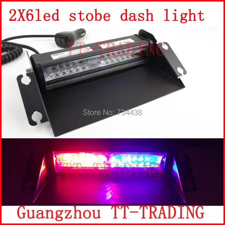 

12 led Police strobe lights12W vehicle strobe light car dash board LED emergency warning lights DC12V RED BLUE AMBER WHITE