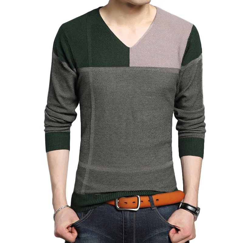 Autumn New Men's Sweater Fashion Casual V neck Color