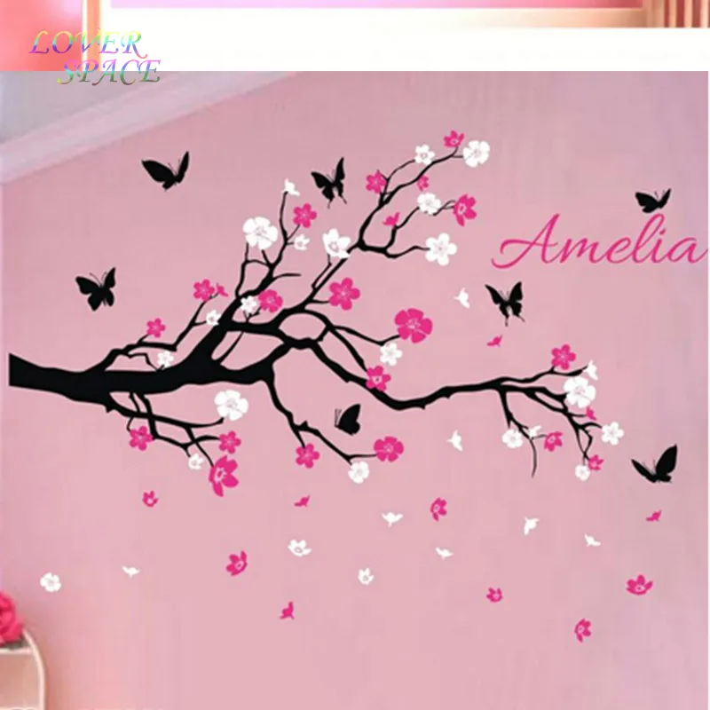on sale custom personalised name birds butterfly branch wall sticker