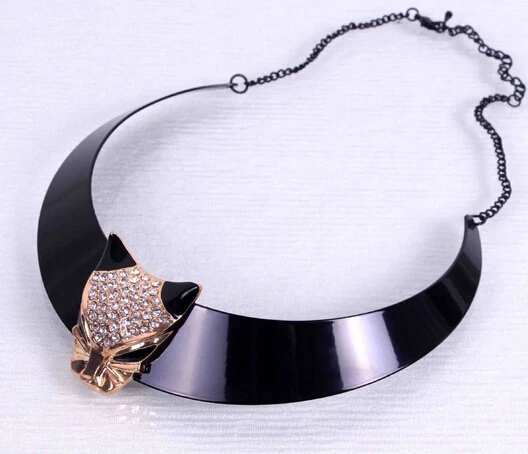 

Personalized European Style Exaggerated Full Rhinestone Leopard Chokers Bib Statement Necklace N2575