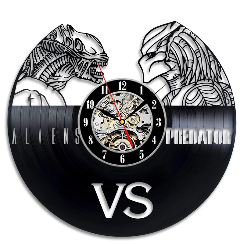 

Aliens VS Predator Vinyl Record Wall Clock Modern Design 3D Decoration Vinyl CD Clocks Wall Watch Home Decor Gifts for Boys