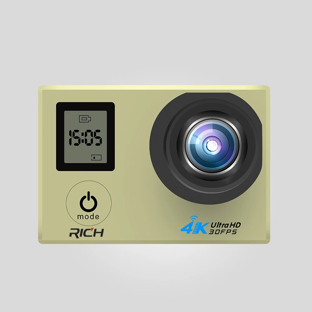 Экшн камера RICH V903D 4K/30FPS 2 7 K двойной ЖК дисплей 16 МП Wi Fi Спортивная 30 м