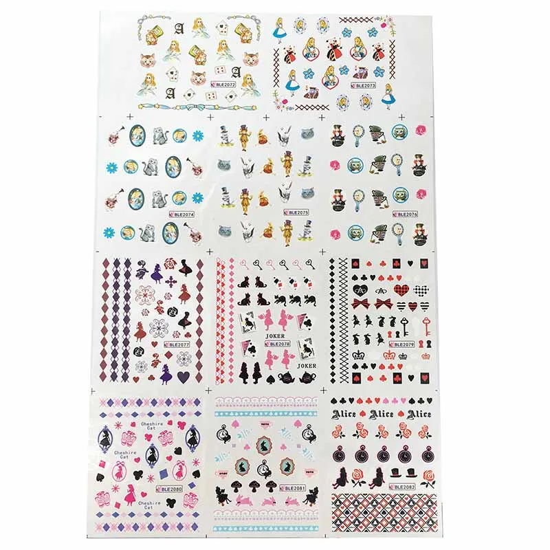 Tessie shop Алиса в стране чудес переводные наклейки на ногти переводные наклейки для ногтей NailArt тату маникюр - Цвет: 11sheet Alice
