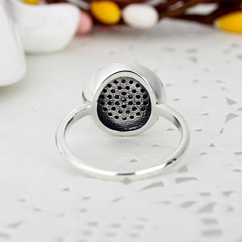 Authentic 925 Sterling Silver Ring Pave Logo Signature With Crystal Rings For Women Wedding Party Gift Fine Europe Jewelry