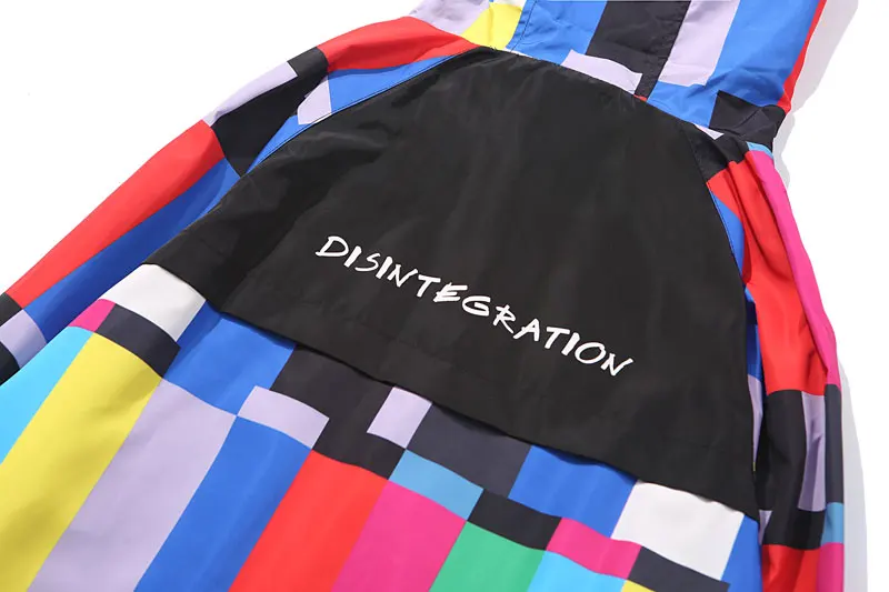 Multi Color Block Patchwork Hooded Zip Up Jacket 6