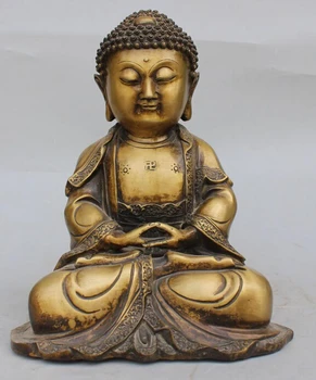 

xd 002520 13" China Chinese Tibet Buddhism Bronze Seat Shakyamuni Amitabha Buddha Statue