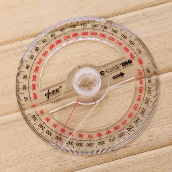 

Hot sell 200 PCS All Circular 10cm Plastic 360 Degree Pointer Protractor Ruler Angle Finder Swing Arm For School Office Supplies