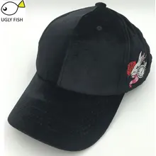 Вышивка с забавным кроликом бейсболка женщин Snapback в стиле хип-хоп черный DAD Cap Женщины папа шляпа сплошной цвет