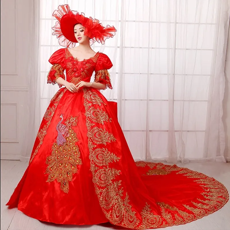 Fresh Red Training Vintage Civil War Gowns Ball Gown Include Hat (1)