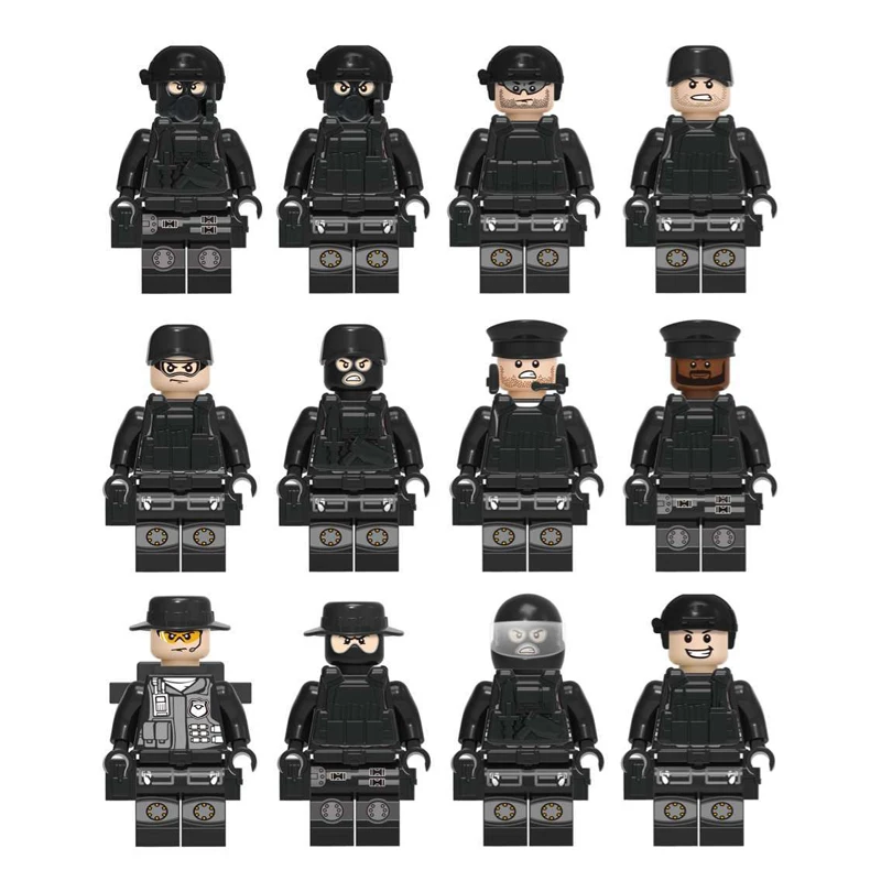 

12pcs/lot Action Figures Building Blocks Figures Brick DIY Toys Compatible Legoed Figures Police Soldier Occupations For Gift