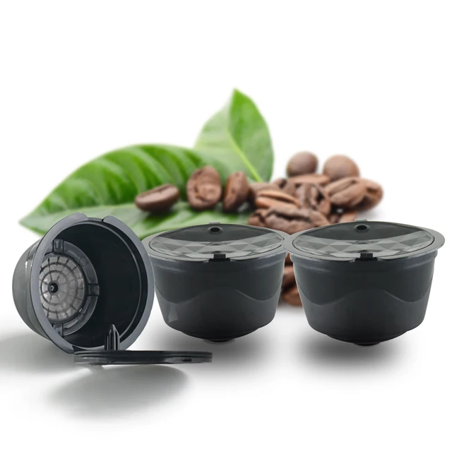 Cheap 3pcs Brown Reusable 2nd Genaration Dolce Gusto Coffee Capsule Plastic Refillable Compatible Coffee Filter Baskets Soft Capsules 