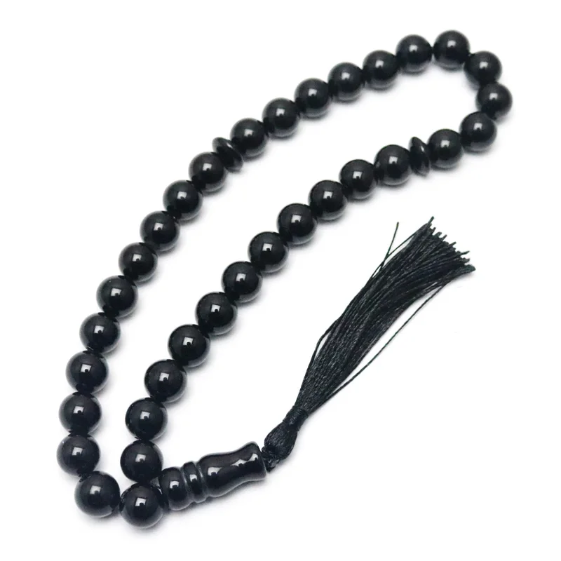 Агат черный круглый декоративный бисер 33 мусульманские четки tasbih ювелирные изделия Четки misbaha