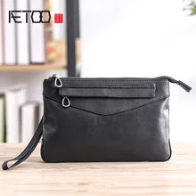 AETOO Men's handbags, leather fashion envelope bags, large-capacity casual head-layer cowhide handbags