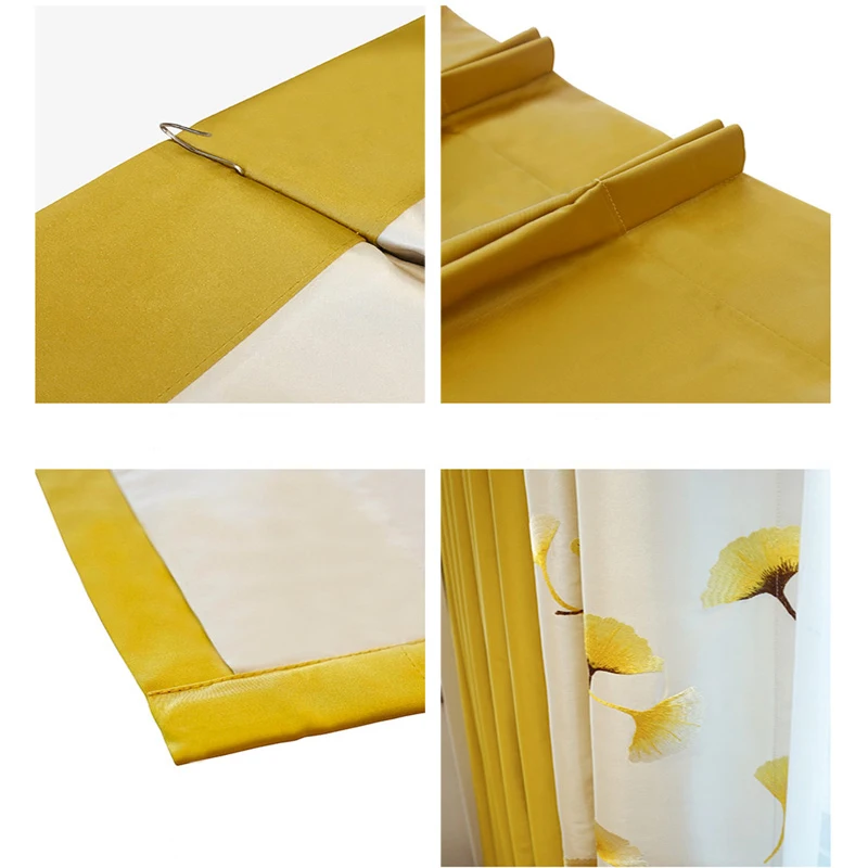 Пользовательские скандинавские Роскошные занавески для спальни занавески s гостиная гинкго зеленый/желтый Cortinas Dormitorio оконные занавески на кольцах, 1 панель