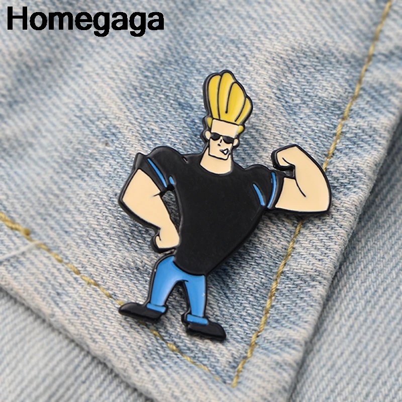 

Homegaga Johnny Bravo Zinc alloy tie pins badges shirt bag clothes cap backpack shoes brooches badges medals decorations D2138