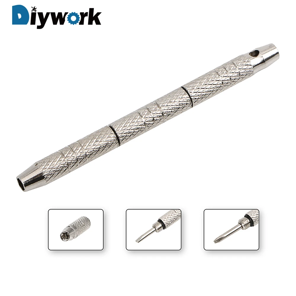 

DIYWORK Mini 4 In 1 Screwdriver Practical Hand Tool Watch Glasses Repair Tool Alloy Phillips and Slotted Screwdriver Combination