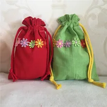 YILE хлопчатобумажная ткань, мешок со шнурком многоцелевой Органайзер мешок вечерние подарочные сумки вышитые цветы отделка 8410b
