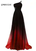 Beaded One-Shoulder Gradient Chiffon Evening Dresses Vestido Longo Prom Dress 2019 Ombre Prom Long Elegant Dress Plus Size
