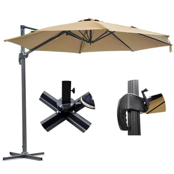 

Yescom 10 Ft Offset Outdoor Patio Umbrella Hanging Cantilever Market Umbrella with Crank Pedal Control, Tan