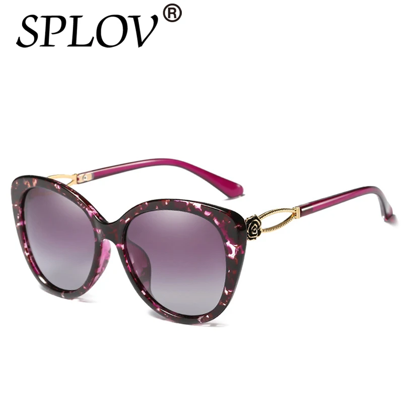 

2017 Cat Eye Polarized Sunglasses Color Film Anti UV Sunglasses Flowers Aviation Sun Glasses Women Brand Designer Fish