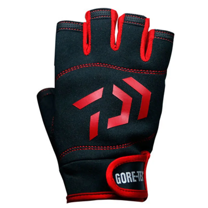 High Quality Outdoor Breathable Fishing Gloves Free Size Anti-slip Durable Three Fingers Cut Waterproof Sports Gloves jooyoo