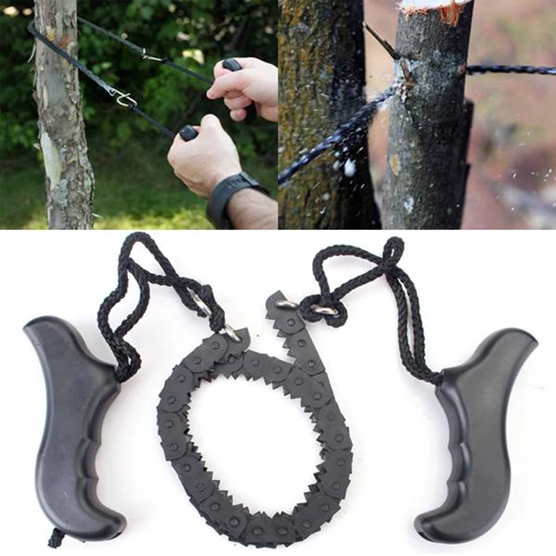 

Portable Camping Hiking Emergency Survival Hand Tool Gear Pocket Chain Saw ChainSaw Foldable Outdoor Tools Handle Saws