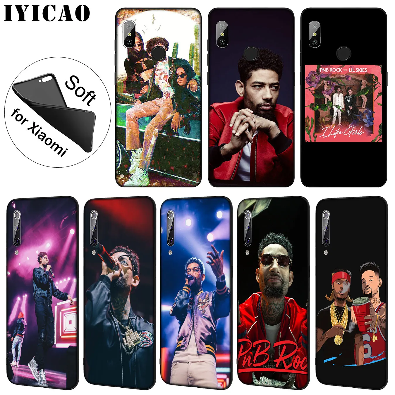 IYICAO Pnb Rock Soft Silicone Phone Case for Xiaomi Mi 10 9 9T CC9 CC9E 8 SE A3 Pro A1 A2 Lite 6 pocophone f1 mi9 mi8 mia2 |