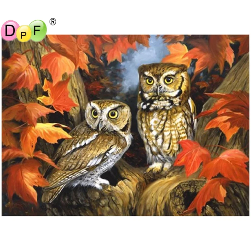 DPF Needlework Diy Diamond Painting Kit 5D Diamond Embroidery Owls