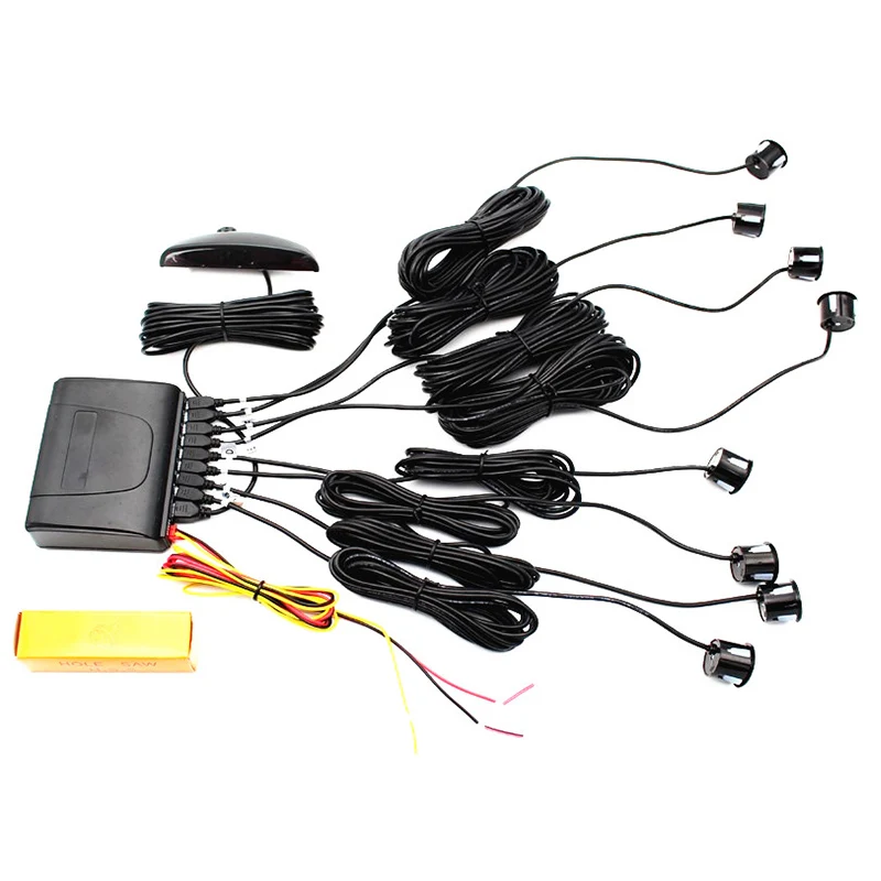 22mm 8 Sensors 8 Rear Front View Car Parking Sensor Reversing Backup Radar Kit with LED
