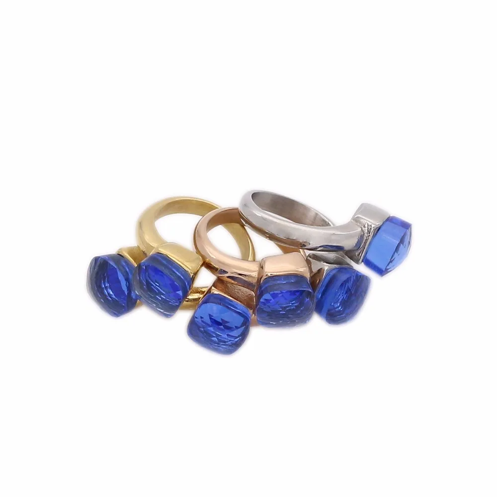 JSBAO розовое золото/серебро/золото цвет нержавеющая сталь двойное темно-синее стекло Кольцо для женщин размер 6-10 женское кольцо ювелирные изделия